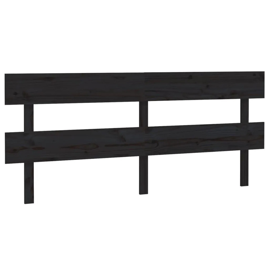 vidaXL Kopfteil aus Massivholz Kiefer in Schwarz, B: 204 cm, H: 81 cm, T: 3 cm - Bild 2