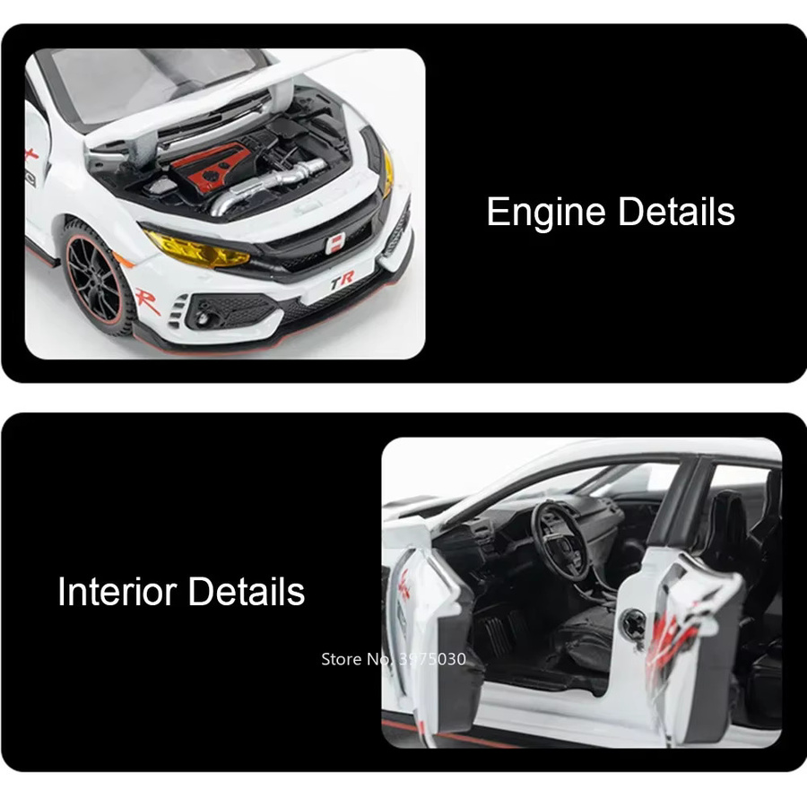 RMZ city Honda Civic TYPE-R Sport Auto Modell, 1:32, mit Licht und Musik - Bild 3