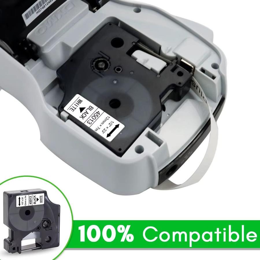 Dymo Klebeband Kassette 45013 Schwarz auf Weiß, Breite: 12 mm, kompatibel mit DYMO LabelManager 100 150 160 200 250 210D 260P 280 360D 420P - Bild 3