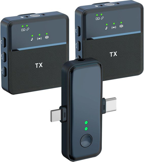 Andoer 2,4G Wireless Lavalier Mikrofon System mit Dual Mikrofonen und Noise Reduktion Chip in Schwarz - Bild 1