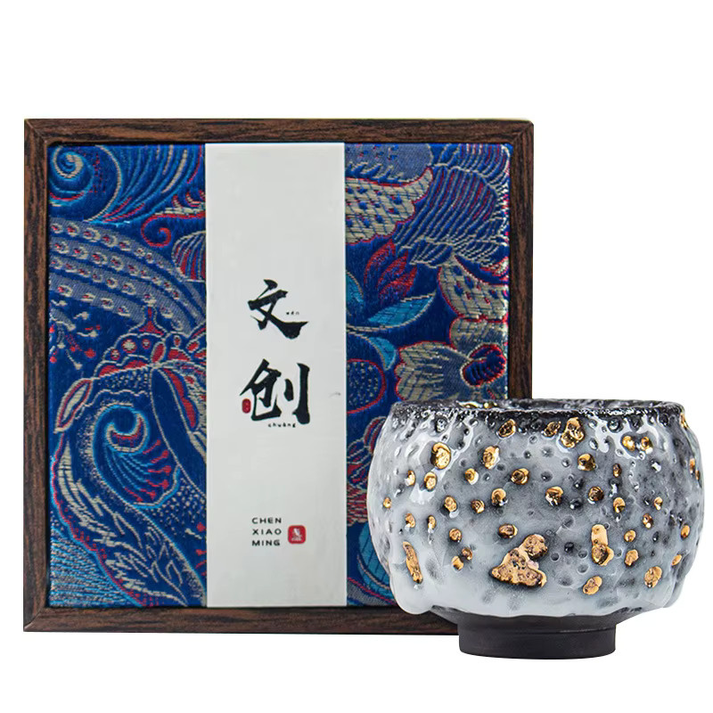 PINNY Keramik Tee Tasse Gilt Shino mit natürlichem Erz-Effekt, handgemachte Teeschale für Kung Fu Tee, Mehrfarbig - Bild 2