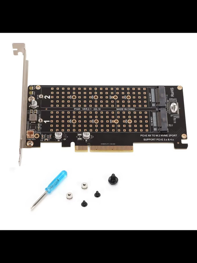 VBESTLIFE Dual M.2 NVMe SSD zu PCIe x8 M-Key Adapterkarte, Erweiterungskarte in Schwarz - Bild 4