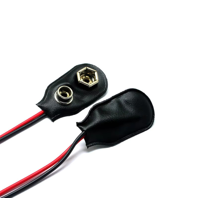 AOKIN 9V Batterie-Clip-Verbinder mit Kabel und schwarzem Leder-Gehäuse, 5 oder 10 Stück - Bild 2