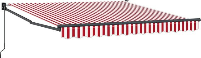 Einziehbare Markise vidaXL in Rot und Weiß aus Polyester und Aluminium, B: 300 cm, T: 250 cm - Bild 1