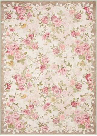 Lodestar Teppich mit floralem Rosenmuster in Rosa, Shabby Chic Design, B/T: 80 x 120 cm