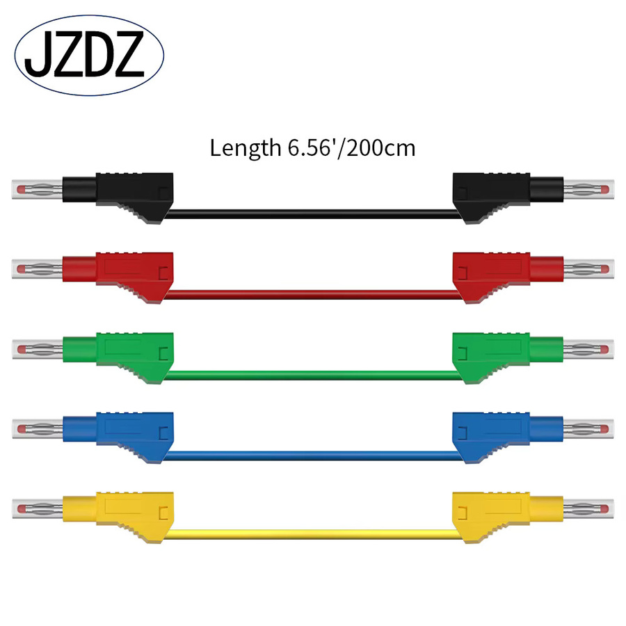 JZDZ 5er Set Multimeter Messleitungen mit 4 mm Bananensteckern und 200 cm Kabellänge für elektrische Testarbeiten - Bild 2