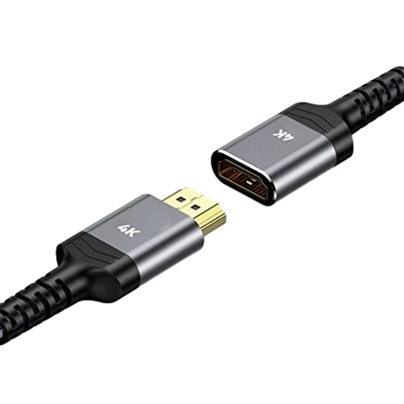 OULLX HDMI Adapter Konverter mit HDMI Stecker auf HDMI Buchse, vergoldet und geflochtene High Definition Verlängerung in Gold - Bild 3