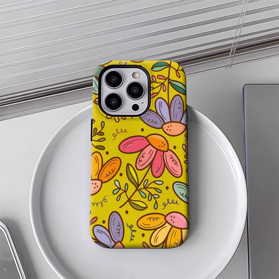 Sunny Florals Handyhülle für iPhone 17 16 15 14 13 12 11 Pro Max Plus mit doppelschichtiger Rückseite in Multicolour - Bild 3