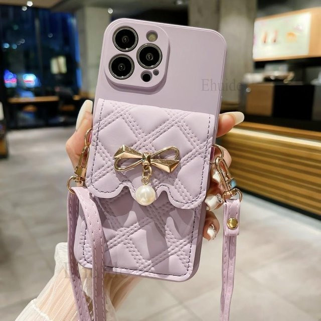 Leder-Handytasche mit Riemen und Lanyard für OPPO Realme und Find X5 Serie in Lila - Bild 1