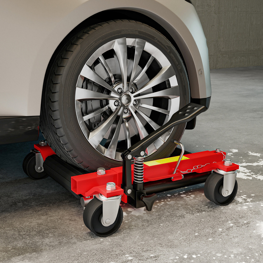 HOMCOM 2er-Set Fahrzeug-Transportroller aus Metall in Schwarz und Rot mit 360 Grad Schwenkrädern und einer Tragfähigkeit von 680 kg - Bild 2