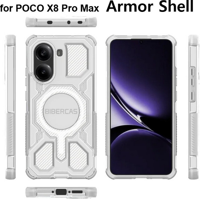 Magnetische Schutzhülle für Xiaomi POCO X8 Pro Max X7 F8 Ultra F7 M8 M7 Pro in Transparent/Weiß mit Ladefunktion und Fallschutz - Bild 1