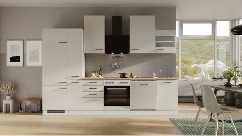 Flex-Well Küchenzeile Lund Modern in Lichtgrau und Rauchgrau mit Einbaugeräten, Breite: 310 cm, Höhe: 234 cm, Tiefe: 60 cm - Bild 1