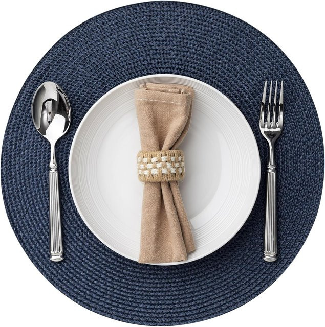 4er-Set Runde Tischsets Tabletex Blau aus Kunststoff gewebt, abwischbar und rutschfest - Bild 1
