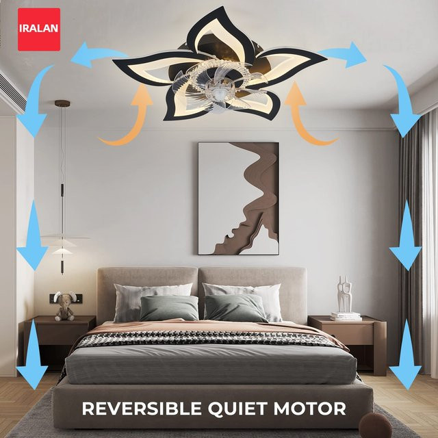 IRALAN Lotus-Ventilator mit integrierter LED-Beleuchtung, smarter und geräuscharmer Deckenventilator mit App-Steuerung - Bild 1