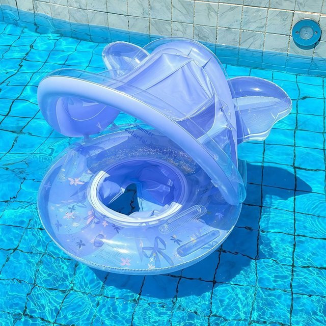 CatXaa Kinder-Schwimmring mit Sonnenschutz und Griffen in Blau für Babys und Kleinkinder ab 1 Jahr - Bild 1
