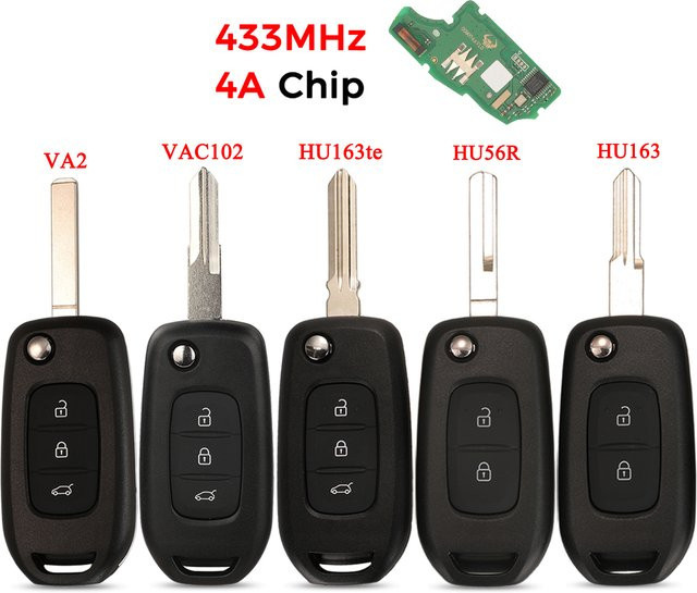 Jingyuqin Auto Fernbedienung Schlüssel mit 2/3 Tasten, 433 MHz 4A Chip, Schwarz, passend für Renault Dacia Logan 2 Kadjar Captur Megane 3 Symbol Sandero 2 Duster - Bild 1