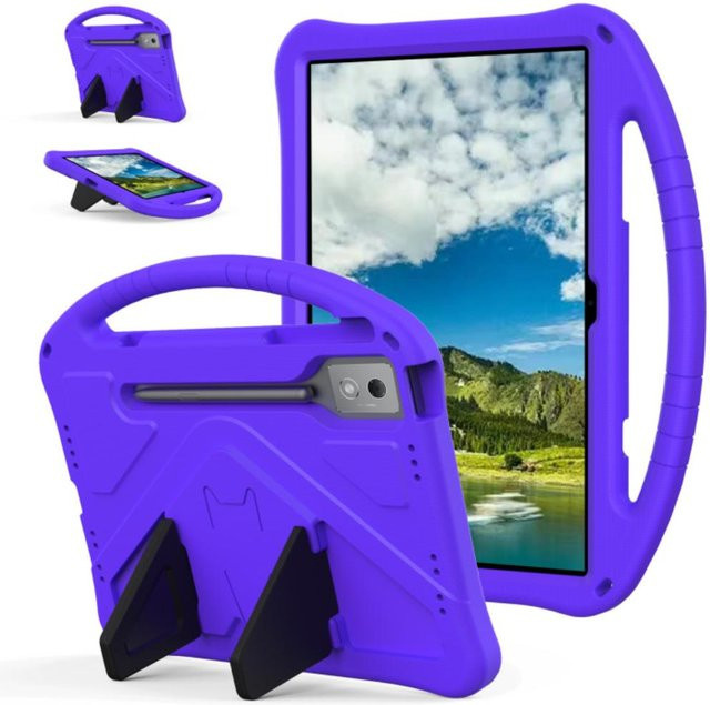 Stoßfeste EVA-Schutzhülle mit Kinder-Handhalter für Motorola Moto Pad 60 Pro 12,7 Zoll in Violett - Bild 1