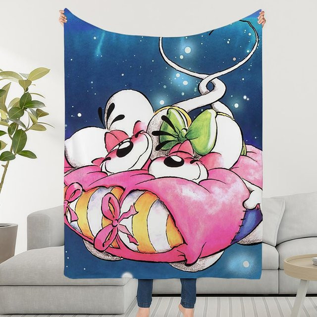 Gemütlicher Plüsch-Überwurf mit Diddl-Cartoon-Motiv in Blau, B/H: 75 x 90 cm - Bild 1