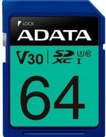 ADATA Premier Pro SDXC Speicherkarte, 64 GB, V30, Blau - Bild 1