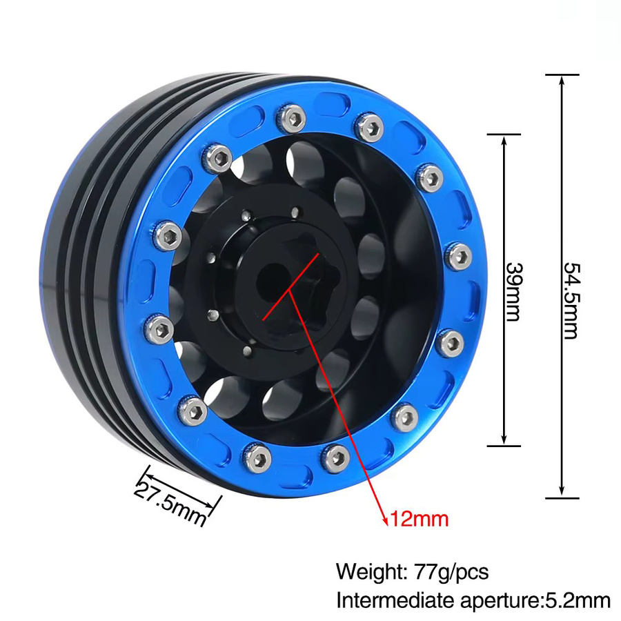 AJRC Metall 1.9 Beadlock Felge, Blau, Ersatzteil - Bild 1