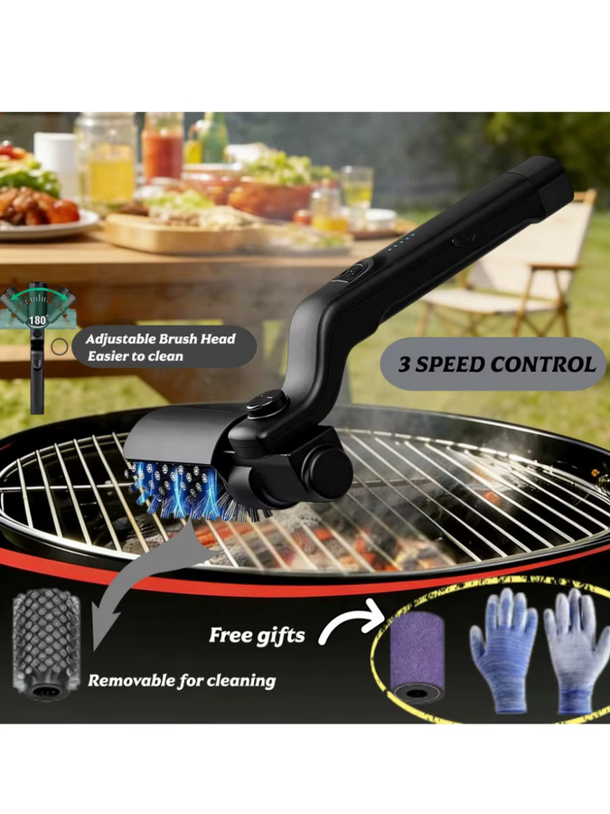 XIAOTRE Elektrische Grillbürste, Kabellose wiederaufladbare Grillreinigungsbürste mit Edelstahl-Bürstenkopf für BBQ-Grillroste - Bild 7