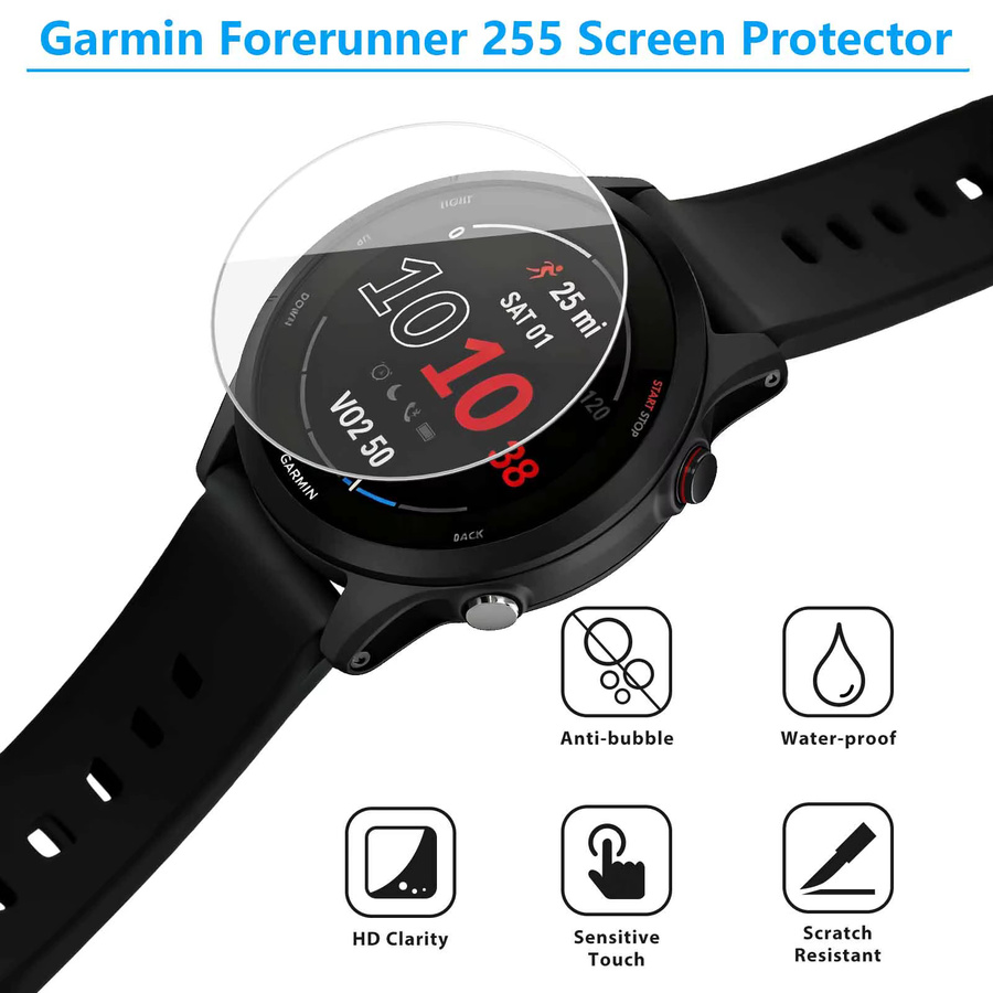 IEOVIEE Displayschutzfolie aus 9H gehärtetem Glas für Garmin Forerunner 255, transparent - Bild 3