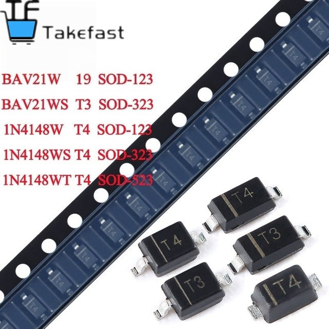 Takefast SMD Schaltdioden Set 100 Stück 1N4148W BAV21W 1N4148WS BAV21WS 1N4148WT in Schwarz - Bild 1