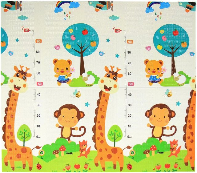 CCLIFE Krabbelmatte für Babys und Kinder mit Figuren und Tieren, faltbar und wasserdicht, B/T/H: 196 x 176 x 1 cm, bunt, XPE-Schaumstoff - Bild 1