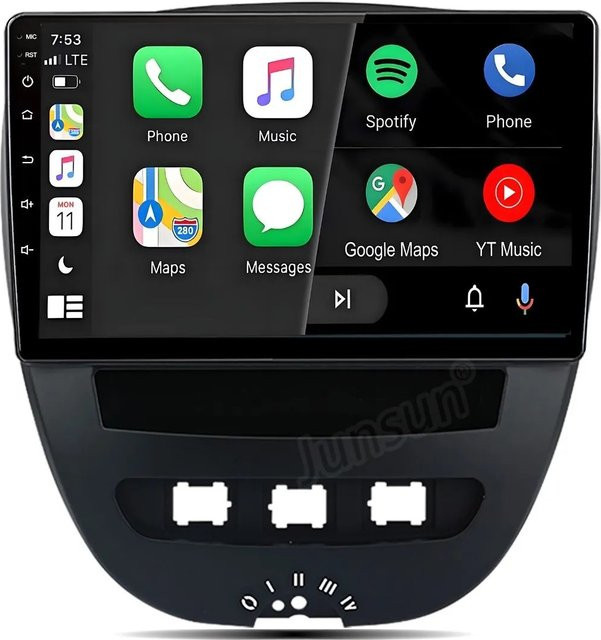 Junsun Autoradio für Peugeot 107 und Citroen C1 mit Bluetooth, GPS und Wi-Fi in Schwarz (9,0 Zoll) - Bild 1