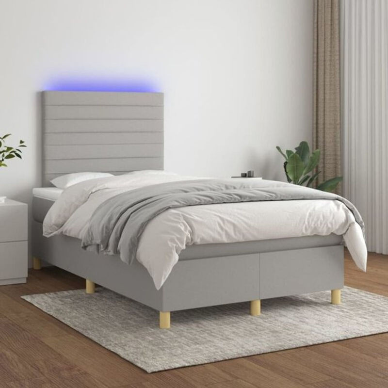 vidaxl Boxspringbett mit Matratze in Grau und Weiß aus Stoff B/T/H: 200 x 120 x 118 cm - Bild 1