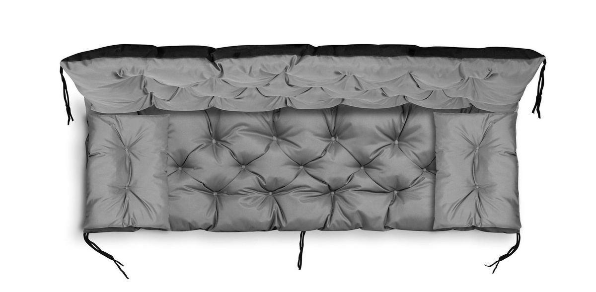 Wasserdichtes Gartenkissen Set von AIOFACTORY OGROD in Schwarz mit Bindeschnüren und kleinen Kissen, B/T/H: 150 x 60 x 50 cm - Bild 2