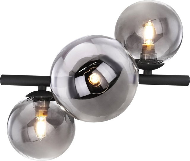 GLOBO Deckenleuchte Riha in Schwarz aus Metall mit Rauchglas, B/H: 20,8 x 28,3 cm - Bild 3
