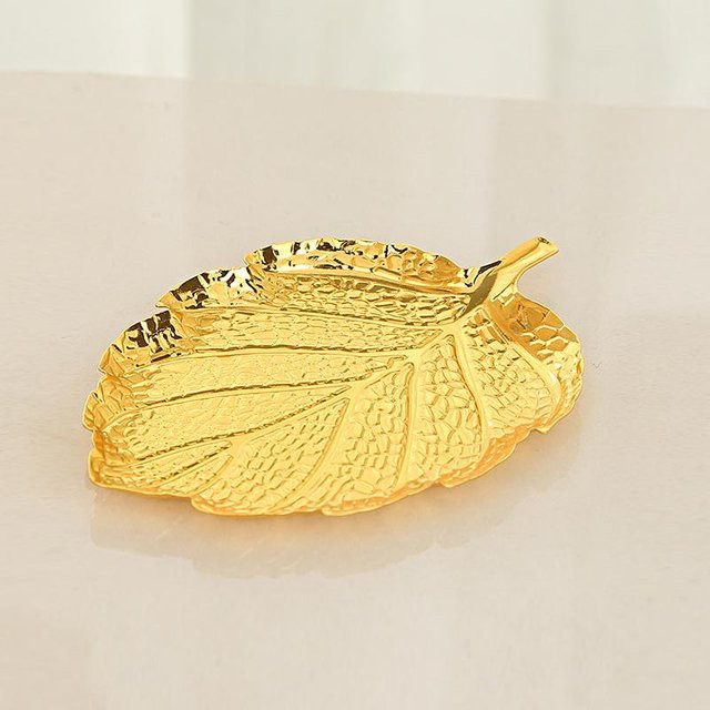 Runder Servierteller aus Metall in Gold und Beige als dekorative Schmuckschale für Obst oder Schmuck, Durchmesser: 10 cm - Bild 1