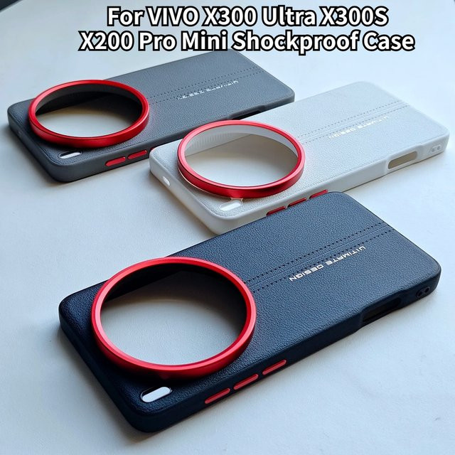 Ultimate Design Premium Schutzhülle aus veganem Leder für VIVO X300 Ultra, X300S, X200 Pro und Mini in Grau mit Anti-Drop-Schutz und kratzfester Oberfläche - Bild 1