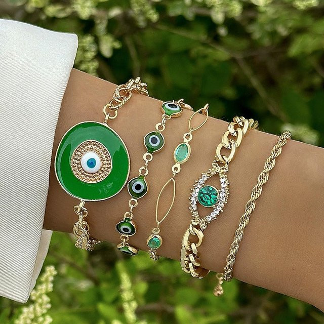 Lucky Star Jewelry Armband-Set, Zirkonia, grün, Damen, 18cm - Bild 1