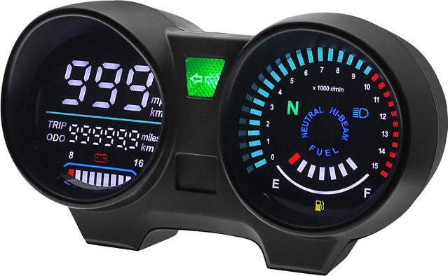 Digitales Motorrad Tacho LED Dashboard RPM Meter von MAIMEIMI in Schwarz für Honda CG 150 Fan und Titan 150 - Bild 1