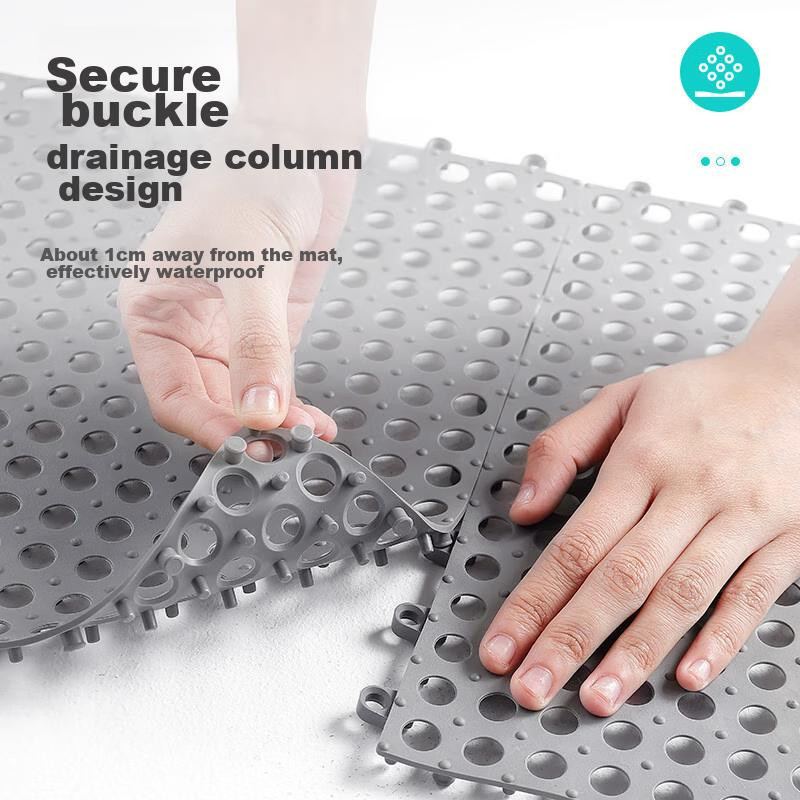Dajiang Anti-Rutsch-Matte für das Badezimmer, Wasserschutz-Fußmatte für Dusche und Toilette, grau, 4er-Pack, B/B: 30 x 30 cm - Bild 3