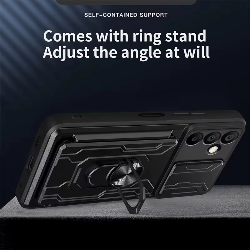 Heavy Duty Armor Case mit Kartenhalter Slot für Samsung Galaxy S25 S24 S23 S22 Ultra Plus S24FE S23FE in Schwarz - Bild 5