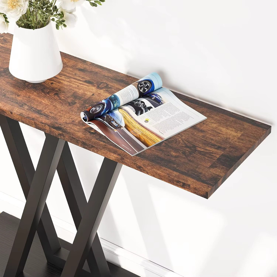 LITTLE TREE Konsolentisch im industriellen Design, schmaler Flurtisch und Sofatisch in Rustic Brown - Bild 5