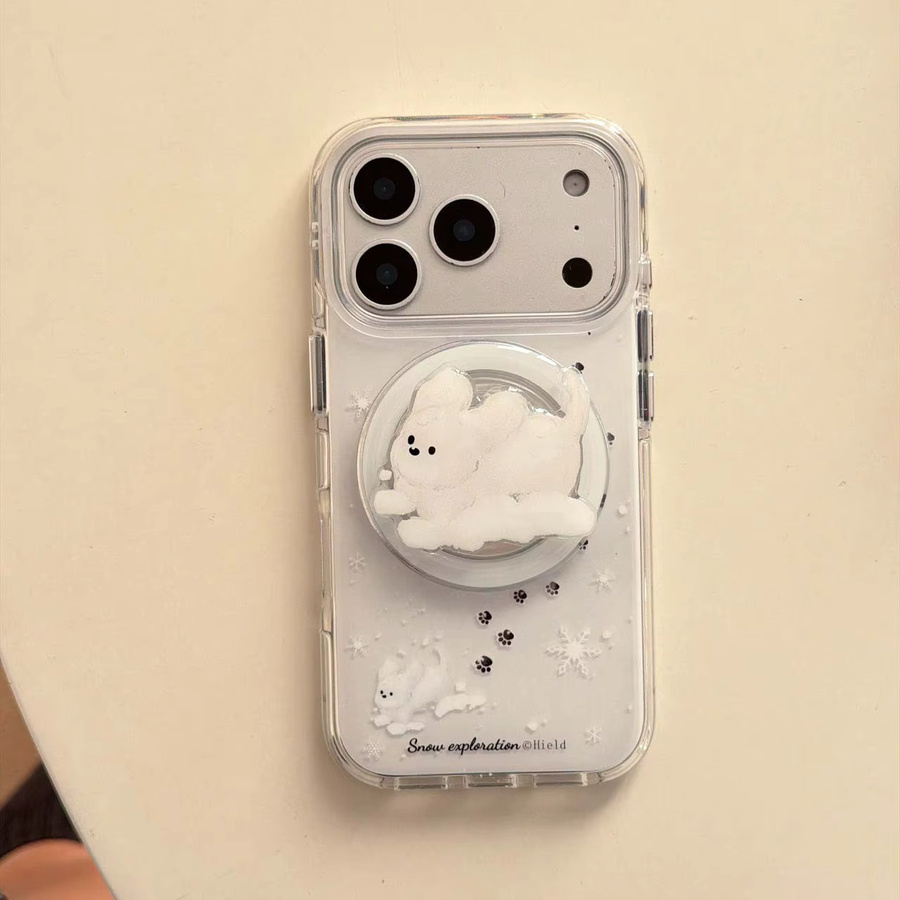 Apple iPhone Hülle mit magnetischem Ständer und glitzerndem Tier-Design für iPhone 13, 14, 15, 16 Pro Max und 17 Pro Max in Transparent - Bild 2