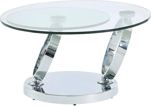 Couchtisch Joline aus Glas und Stahl in Transparent und Silber, B/T/H: 131,5 x 80 x 42 cm - Bild 1