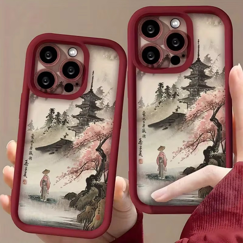 Japanische Handyhülle mit Kirschblüten und Bügel für iPhone 17 16 15 14 13 12 11 Pro Max XS X XR 7 8 Plus und Air Modelle - Bild 2