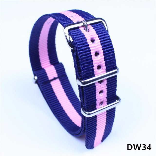 FashionFlair Uhrenarmband Nylon Canvas, 18 mm, Silber, Blau, Herren - Bild 1