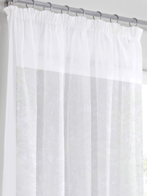 Dekostore Stoffpaneel aus Polyester in Transparent und Weiß, schlichtes Design - Bild 1