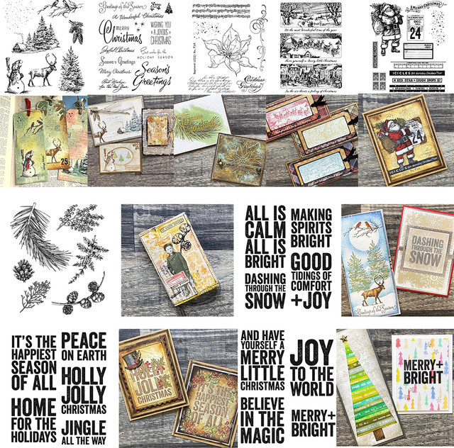 Transparente Stempel mit Weihnachtsbaum und Schneemann Motiv für DIY Handwerk, Scrapbooking und Dekoration - Bild 1