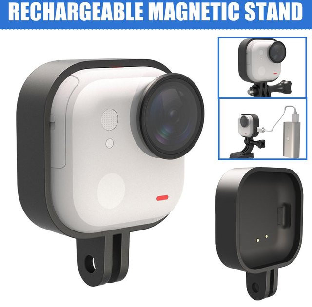 Insta360 Magnetische Ladehalterung mit Ultra Schnellverschluss für Hals- und Brusthalterung, POV Vlog Selfie-Rahmen Zubehör, Schwarz - Bild 1