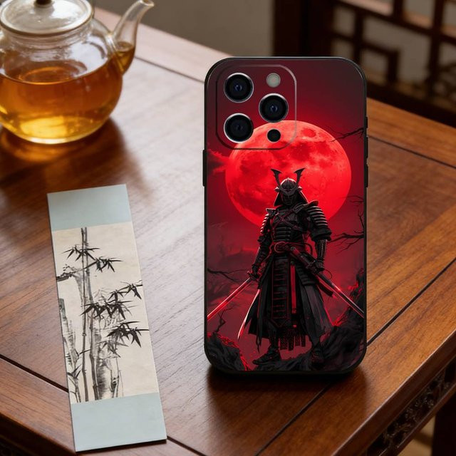 Bushido Handyhülle Japanischer Samurai aus weichem Silikon für iPhone 17 16 15 14 13 12 11 Pro Max Plus XR Multicolor - Bild 1