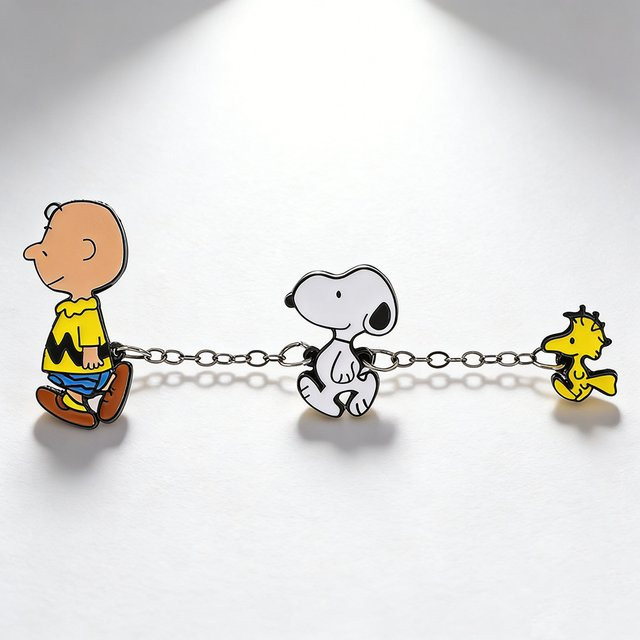Bandai Snoopy mit Kette Anstecknadeln, Emaille-Pins, Cartoon-Brosche, Unisex - Bild 1