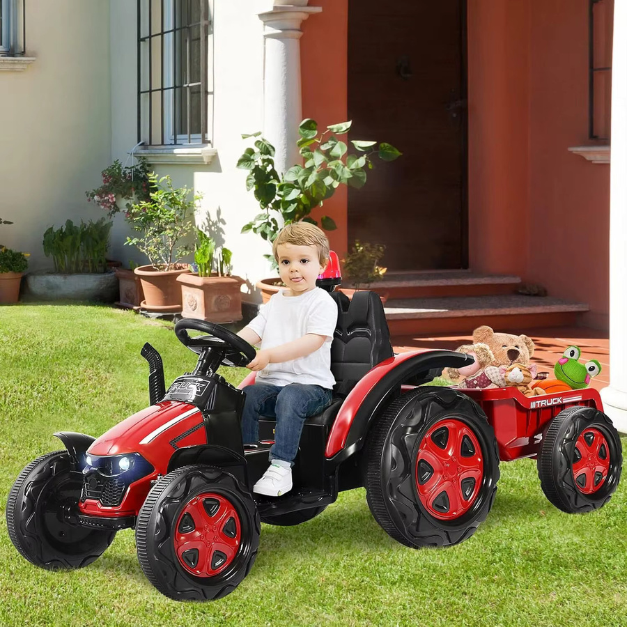 GOFLAME Elektro-Traktor mit abnehmbarem Anhänger, 12V, mit Fernbedienung, mit Warnlicht - Bild 3