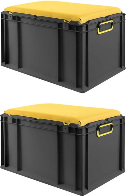 PROREGAL Sparset 2x Eurobox Nextgen Seat Box Gelb Schwarz H x B x T: 36,5 x 40 x 60 cm - Bild 1